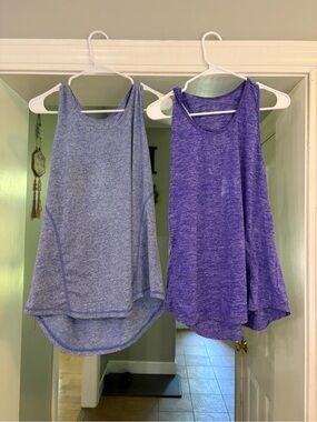 Women’s Sleeveless High-Low Tank Top - Purple and Light Purple